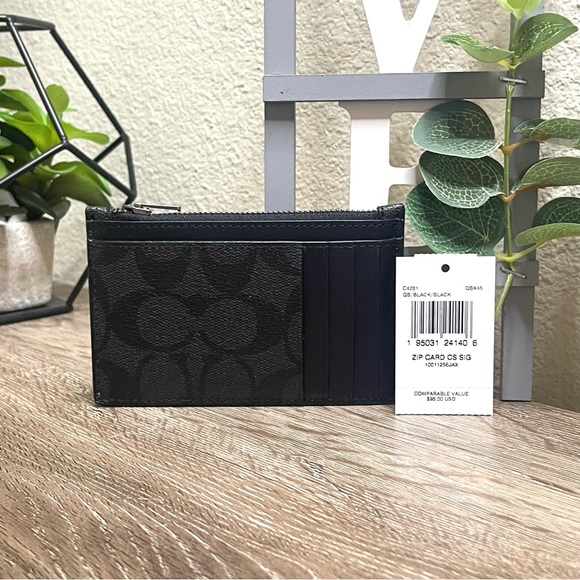 Coach Accessories Firm Price Coach Mens Zip Card Case In Signature